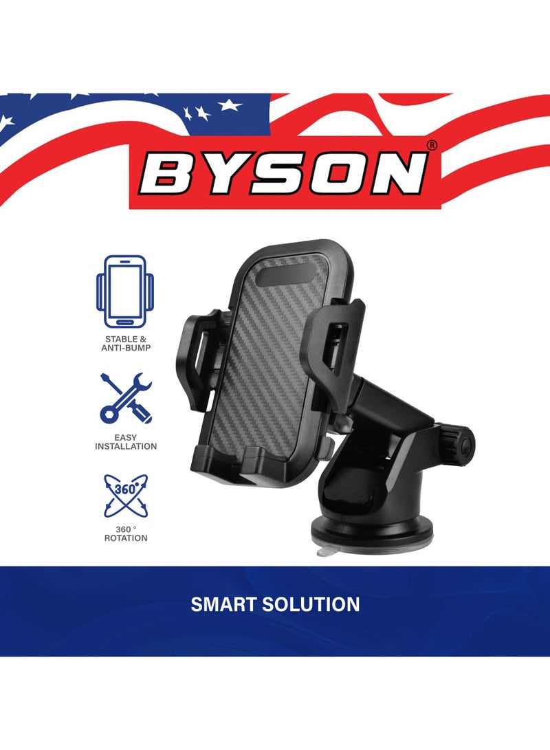 BYSON Long Neck One Touch Phone Mount with 360° Rotation - Adjustable Arm, Strong Suction, Secure Grip, Easy One Hand Operation - Ideal for Dashboard or Windshield Mounting - Image 2