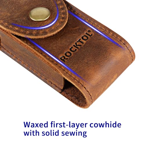 ROCKTOL Multitool Sheath, Premium Leather Snap Sheath for Belt, Multi-Tool Knife Sheath Pouch Holster Fits 4.2" Multitools for EDC, Camping, Hiking Outdoor - Image 2