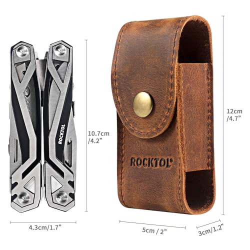 ROCKTOL Multitool Sheath, Premium Leather Snap Sheath for Belt, Multi-Tool Knife Sheath Pouch Holster Fits 4.2" Multitools for EDC, Camping, Hiking Outdoor - Image 4