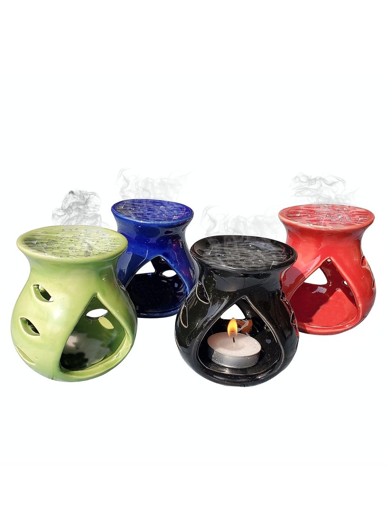 Pure Source India Pure Source India Ceramic Aroma Oil Diffuser Combo Pack 4 Pieces Multicolor  - Image 1