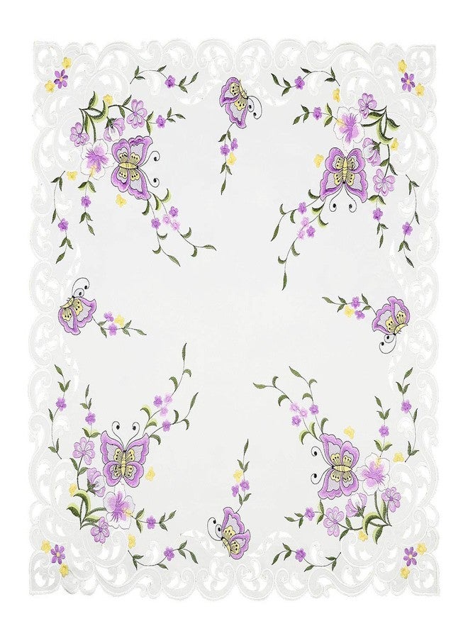 Simhomsen Small Spring Butterfly and Floral Tablecloths Toppers, Tablecovers for End Table, Tea Table, Coffee Table and Nightstand, Purple Square 34 Inch - Image 3