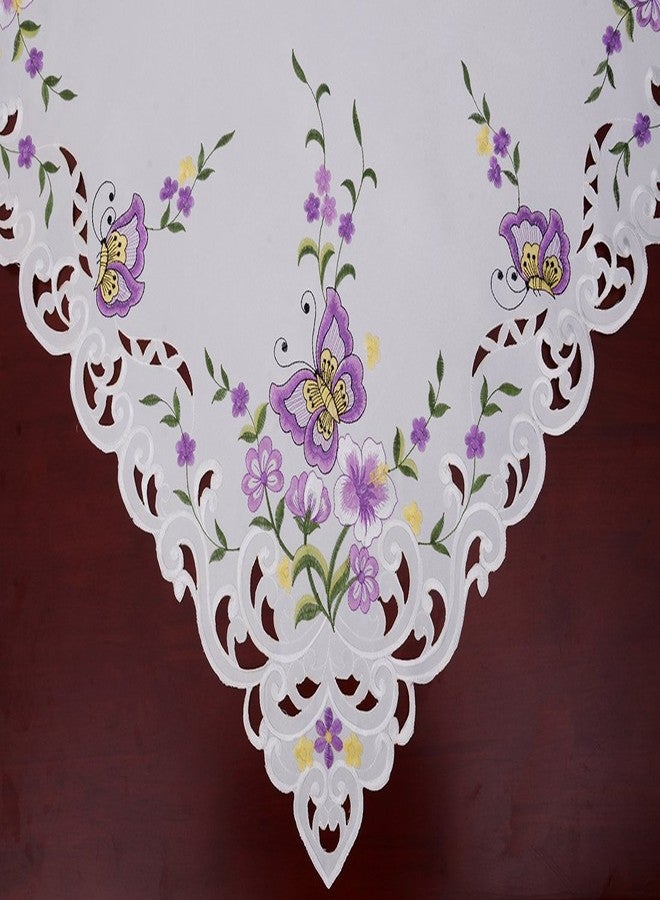 Simhomsen Small Spring Butterfly and Floral Tablecloths Toppers, Tablecovers for End Table, Tea Table, Coffee Table and Nightstand, Purple Square 34 Inch - Image 2