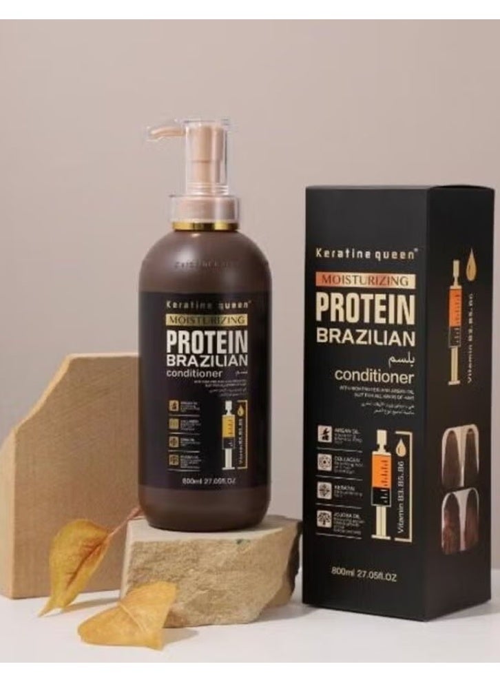 بلسم برازيلي بالبروتين المرطب لمعالجة الشعر التالف والمتقصف800 مل