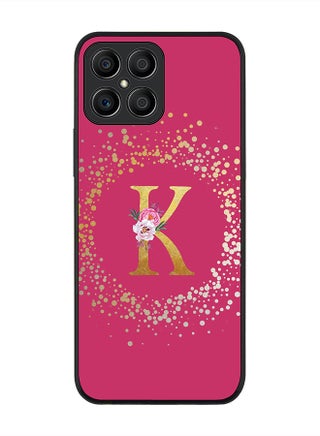 Rugged Black edge case for Honor X8, Slim fit Rubber Edges Thin Cover -  Custom Monogram Initial Letter Floral Pattern Alphabet - K  (Dark Pink Rose ) - pzsku/ZC492DAAA856E7B254D1BZ/45/_/1725528824/98670408-0e84-4d59-a88d-95a5320c446f