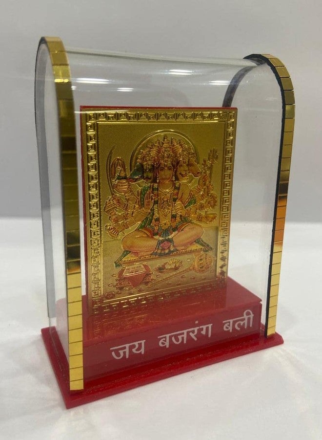 RK Basics بانشموكي هانومان جي مطلي بالذهب في قطع عرض الخزانة، بانشموكي هانومان جي للوحة قيادة السيارة، المنزل، المعبد والمكتب. - Image 2