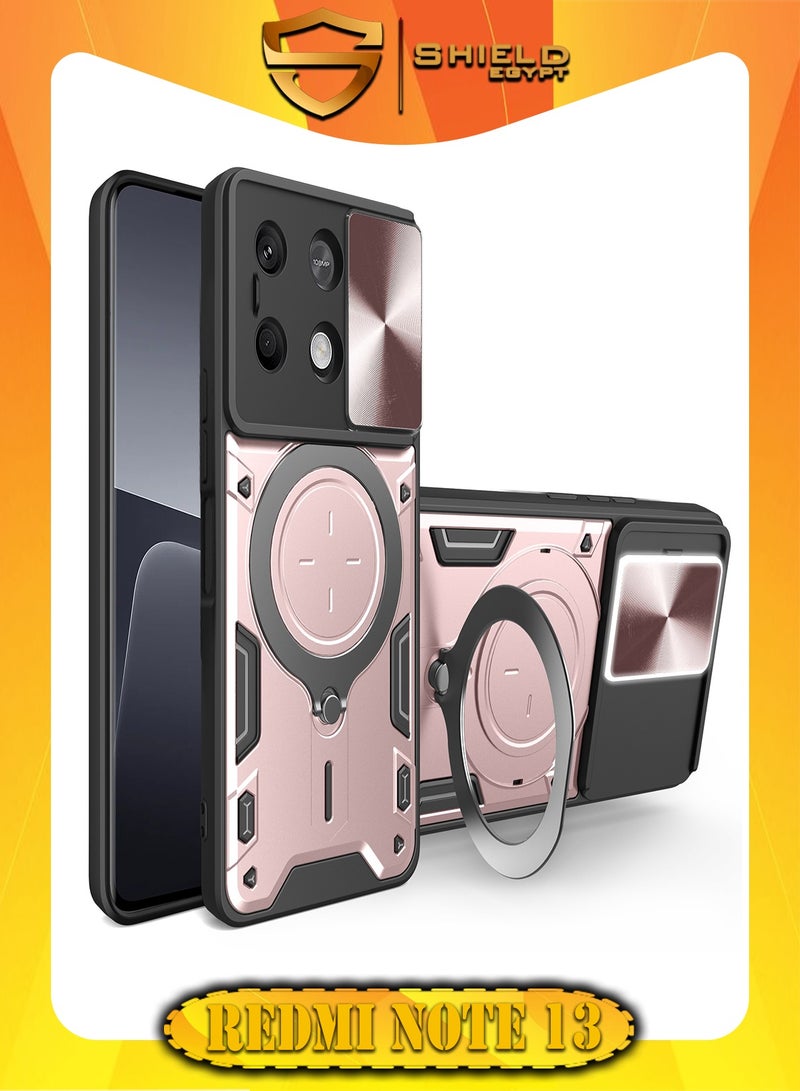 SHIELD EGYPT For Xiaomi Redmi Note 13 5G Armored Camera Shield Cover Camera Lend Protection, Built-in 360° (Rose Gold)