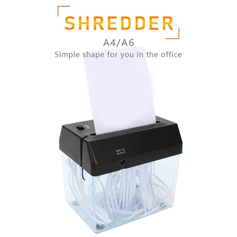 Mini A5 Paper Crosscut Shredder Battery USB Powered Document Shredder With Clear Wastebasket For Office School Home - Image 4
