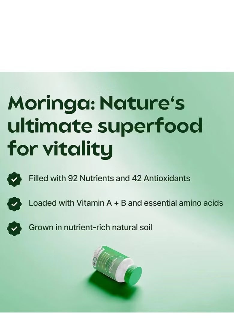 مورينجا كبسولات المورينجا – 60 كبسولة نباتية – لدعم المناعة وصحة الجهاز الهضمي والفيتامينات الطبيعية - Image 2
