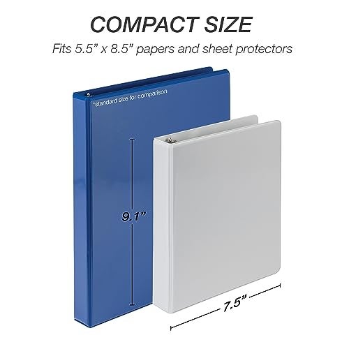 Samsill Economy 1 Inch Mini 3 Ring Binder, Made in The USA, Round Ring Binder, Non-Stick Customizable Cover, White, 6 Pack - Image 4