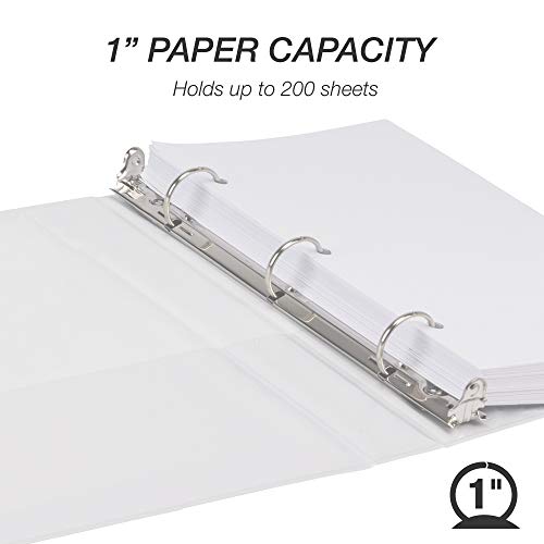 Samsill Economy 1 Inch Mini 3 Ring Binder, Made in The USA, Round Ring Binder, Non-Stick Customizable Cover, White, 6 Pack - Image 3