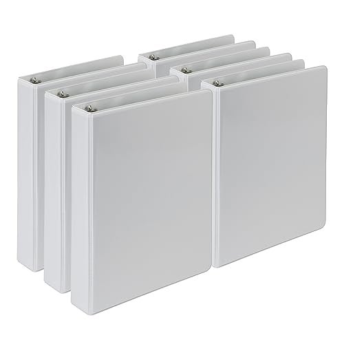 Samsill Economy 1 Inch Mini 3 Ring Binder, Made in The USA, Round Ring Binder, Non-Stick Customizable Cover, White, 6 Pack - Image 1
