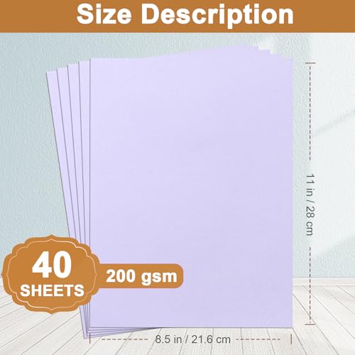 Silunkia 40 Sheets Light Purple Cardstock 8.5 x 11 Certificate Paper, 75lb Premium Lavender Card Stock Printer Paper for DIY Cards Making, Greeting Cards, Wedding Invitations, School Crafting - Image 2