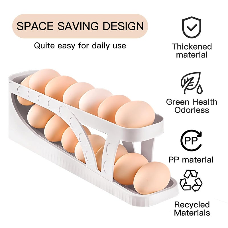 Haiaoxonr Egg DispenserAutomatic Rolling Egg Tray OrganizerHolds 15 Eggs Simultaneously Space Saving Refrigerator Egg Roller Works in The Refrigerator Kitchen Cabinets and Dining Table White - Image 4