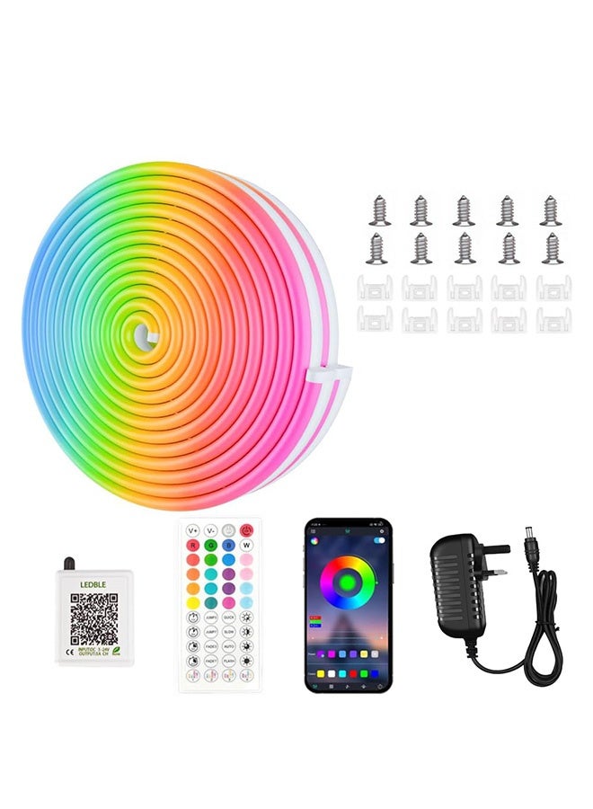 Peachjoy Neon Rope Lights, 32.8FT/10M RGB LED Strip Lights, App Control, IR Remote, Music Syncing, Outdoor IP67 Waterproof, Flexible Neon Strip Lights Cuttable for Bedroom, Gaming, Party, Outdoors Decor  - Image 1