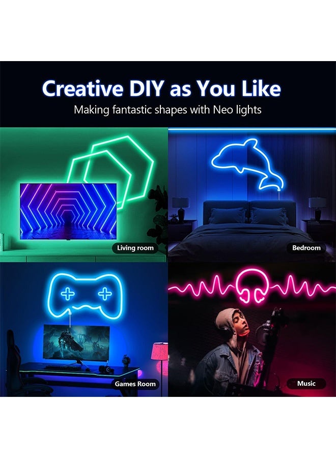 Peachjoy Neon Rope Lights, 32.8FT/10M RGB LED Strip Lights, App Control, IR Remote, Music Syncing, Outdoor IP67 Waterproof, Flexible Neon Strip Lights Cuttable for Bedroom, Gaming, Party, Outdoors Decor  - Image 5