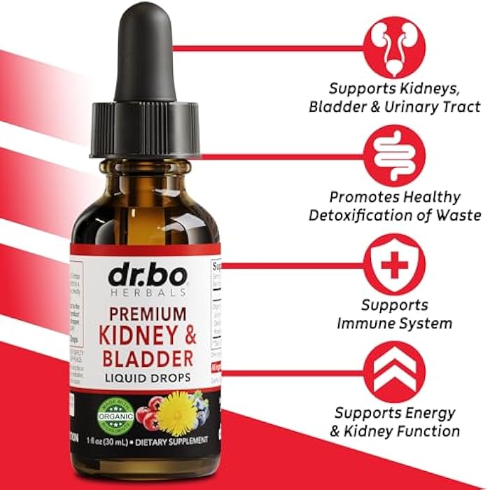 dr.bo Kidney Support Supplement Bladder Health - Organic Renal Cleanse Supplements Drops Juniper Berry Cleavers Dandelion - Renal Kidney Cleanse Detox Urinary Tract Herbal Bladder Support Flush Kidneys 1oz - Image 2