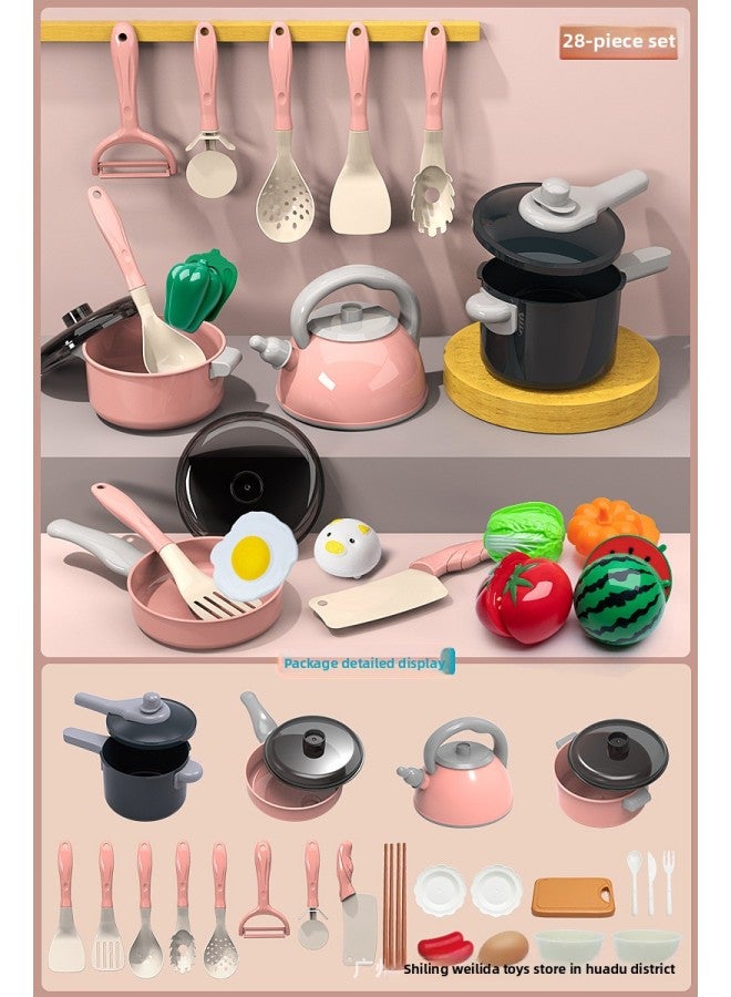 مجموعة ألعاب مطبخ صغير للأطفال، منزل محاكاة للطهي، موقد طهي حثي، أدوات مائدة للأطفال