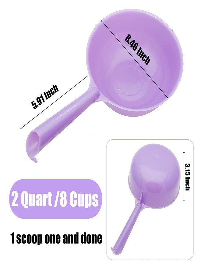 Luynro 2 Quart Large Feed Scoop with Long Handle Grain Scoop for Horse Livestock Farm Large Dogs Water Ladle 8 Cups (Light Purple) - Image 2