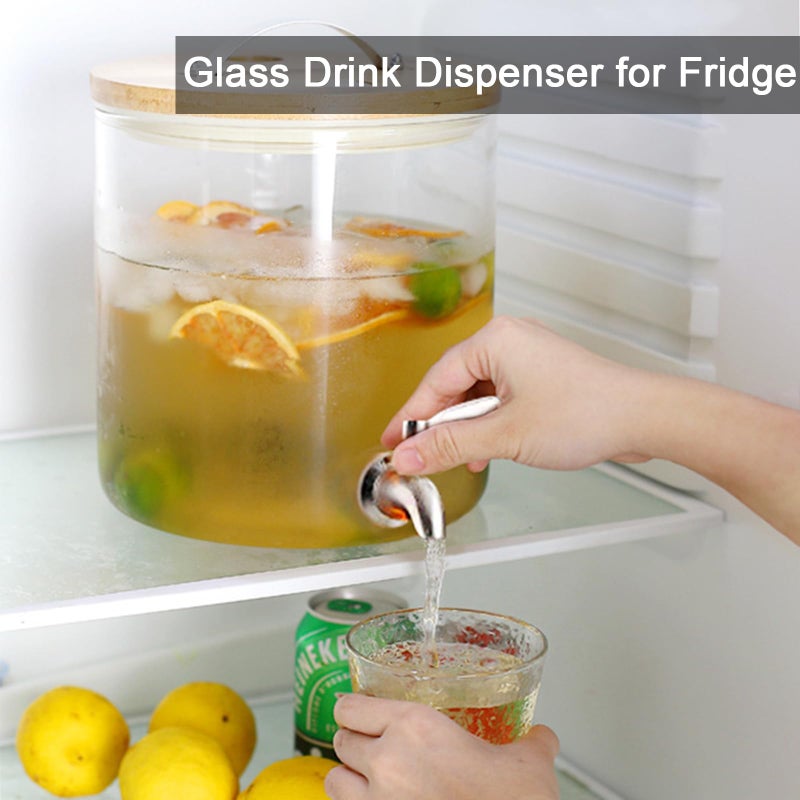 TOCLIU Glass Beverage Dispenser with Stand, 1.5 Gallons Glass Drink Dispenser-Beverage Dispenser with Wood Stand, Stainless Steel Spigot for Parties,Bars,Restaurants - Image 5