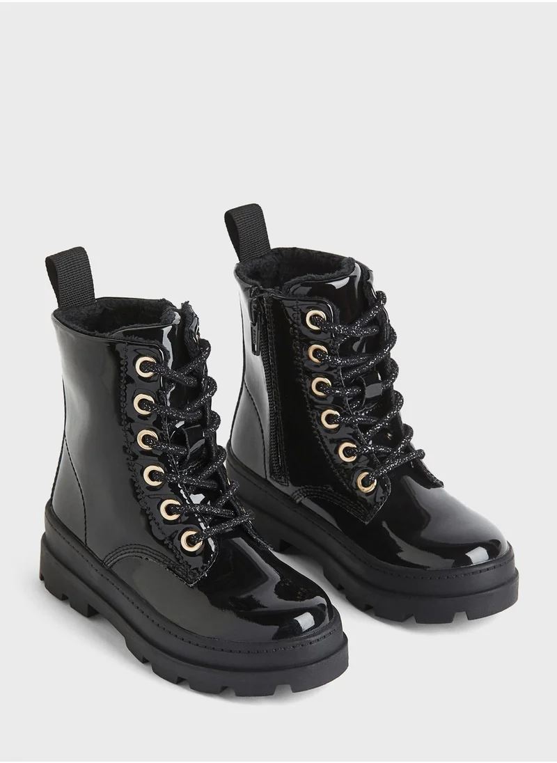 اتش اند ام Kids Warm Lined Lace Up Boots