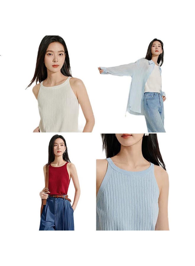 INMAN Thin Cool Knitted Vest Small Sling Summer Women'S New Slim Fit Top Lotus Pink Xl - Image 3