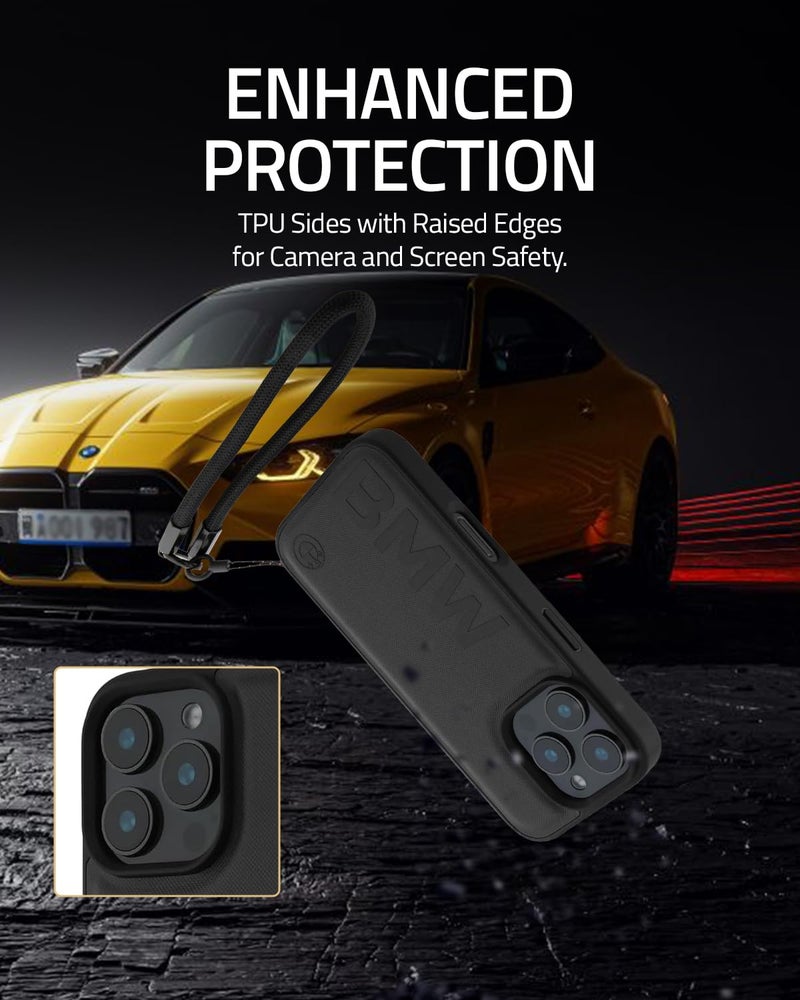 CG MOBILE حافظة هاتف CG MOBILE BMW [مرخصة رسمياً] توقيع| حافظة جلدية مع حزام سلكي علامة كبيرة حافظة/غطاء واقي متوافق مع iPhone 16 Pro Max (6.9 بوصة) (2024) - أسود - Image 5