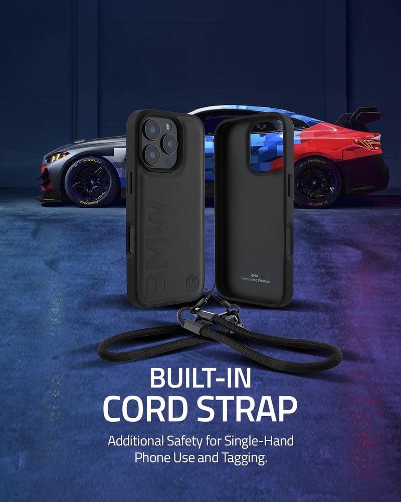 CG MOBILE حافظة هاتف CG MOBILE BMW [مرخصة رسمياً] توقيع| حافظة جلدية مع حزام سلكي علامة كبيرة حافظة/غطاء واقي متوافق مع iPhone 16 Pro Max (6.9 بوصة) (2024) - أسود - Image 4