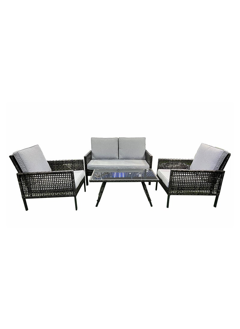 Oasis Casual Outdoor 4 Seater Grey Color Rattan Sofa with Grey Cushion  - Image 2