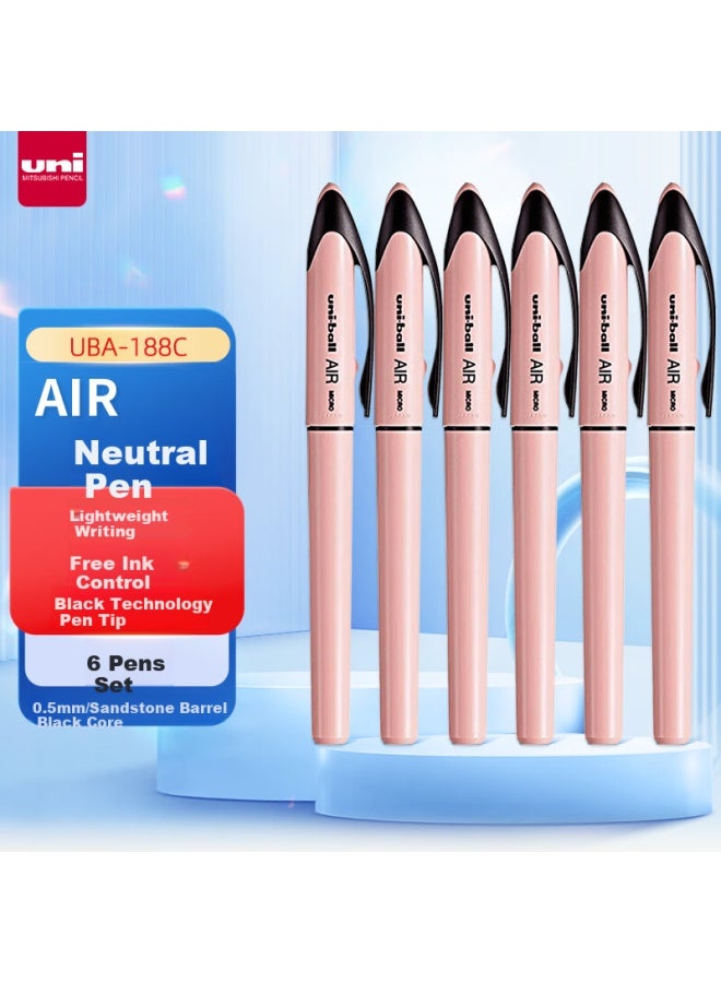 Uni Mitsubishi Black Technology Black Neutral Pen High Value 0.5 Black Pen Signature Pen Business Direct Liquid Type Water Pen Water Pen Uba-188C Sandstone Color Rod 6 Pieces - Image 1