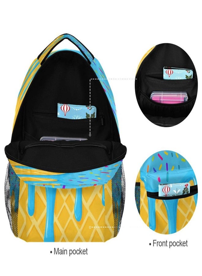 QUGRL Blue Ice Cream Drip Backpack for School Girls Boys Summer Large Bookbag Laptop Computer Hiking Travel Bag Casual Daypack Elementray Schoolbag for Teens Adult 16 Inch - Image 3