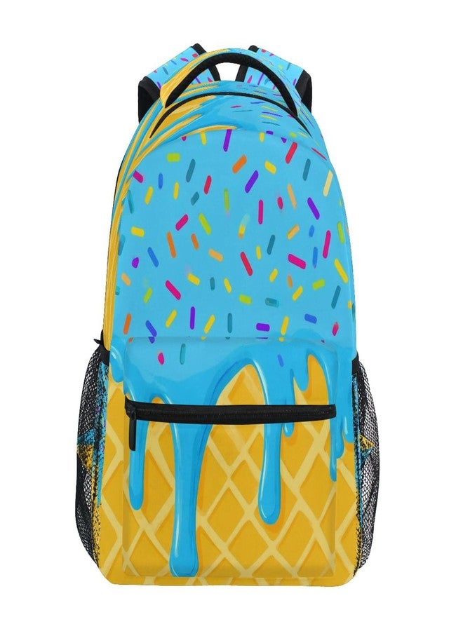 QUGRL Blue Ice Cream Drip Backpack for School Girls Boys Summer Large Bookbag Laptop Computer Hiking Travel Bag Casual Daypack Elementray Schoolbag for Teens Adult 16 Inch - Image 1