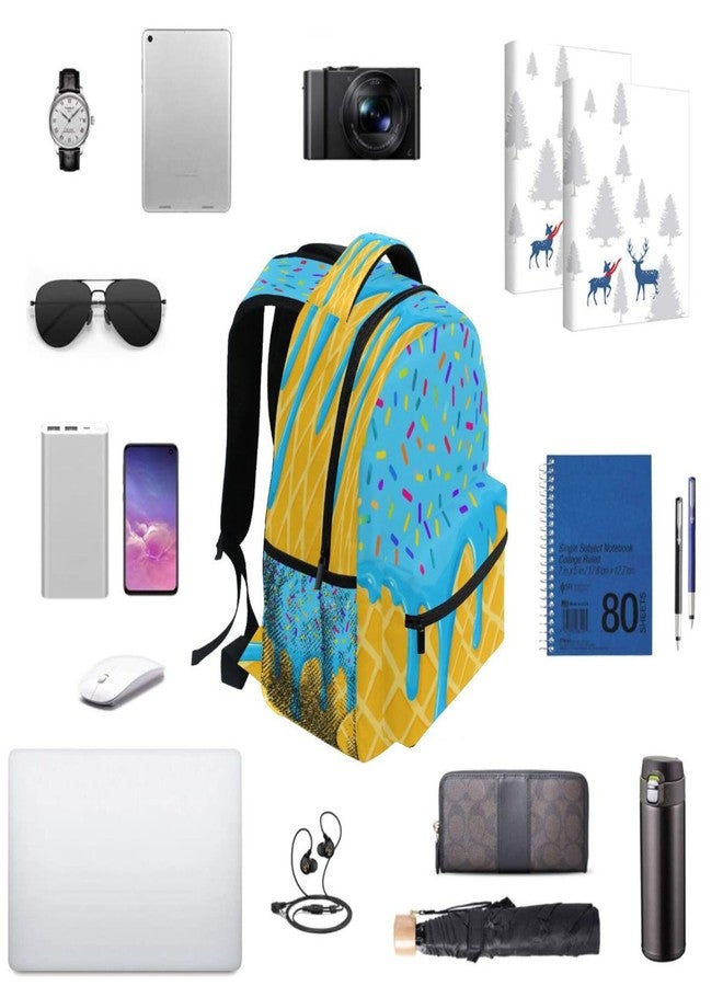 QUGRL Blue Ice Cream Drip Backpack for School Girls Boys Summer Large Bookbag Laptop Computer Hiking Travel Bag Casual Daypack Elementray Schoolbag for Teens Adult 16 Inch - Image 4