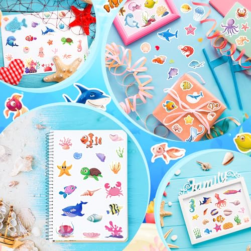 Ozepao 24 Sheets Ocean Stickers for Kids, 564 Pcs Under The Sea Animal Waterproof Stickers Decorations Ideal for Water Bottles Party Favors Supplies Crafts Decor - Image 3