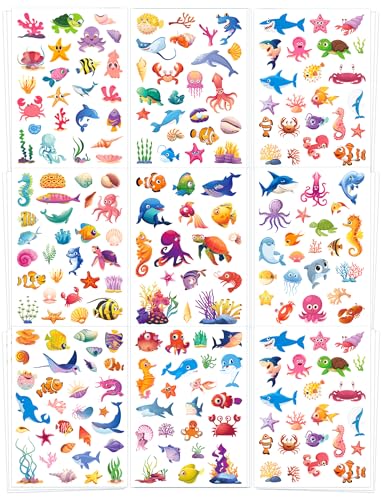 Ozepao 24 Sheets Ocean Stickers for Kids, 564 Pcs Under The Sea Animal Waterproof Stickers Decorations Ideal for Water Bottles Party Favors Supplies Crafts Decor - Image 1