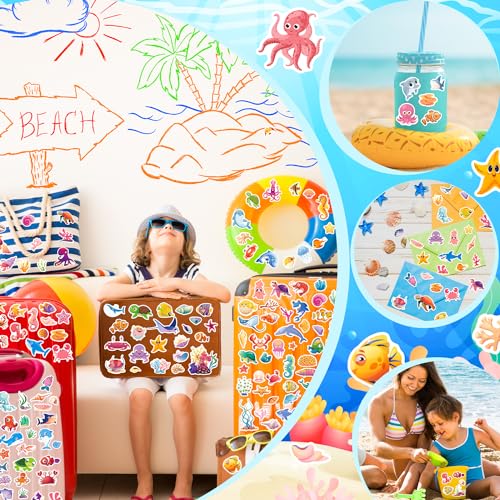 Ozepao 24 Sheets Ocean Stickers for Kids, 564 Pcs Under The Sea Animal Waterproof Stickers Decorations Ideal for Water Bottles Party Favors Supplies Crafts Decor - Image 5