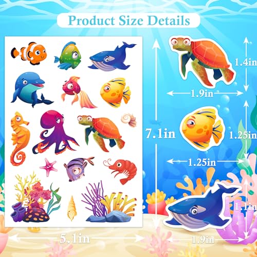 Ozepao 24 Sheets Ocean Stickers for Kids, 564 Pcs Under The Sea Animal Waterproof Stickers Decorations Ideal for Water Bottles Party Favors Supplies Crafts Decor - Image 4