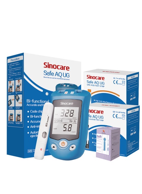 Blood Glucometer And Uric Acid Meter Kit Model Safe Aq Ug