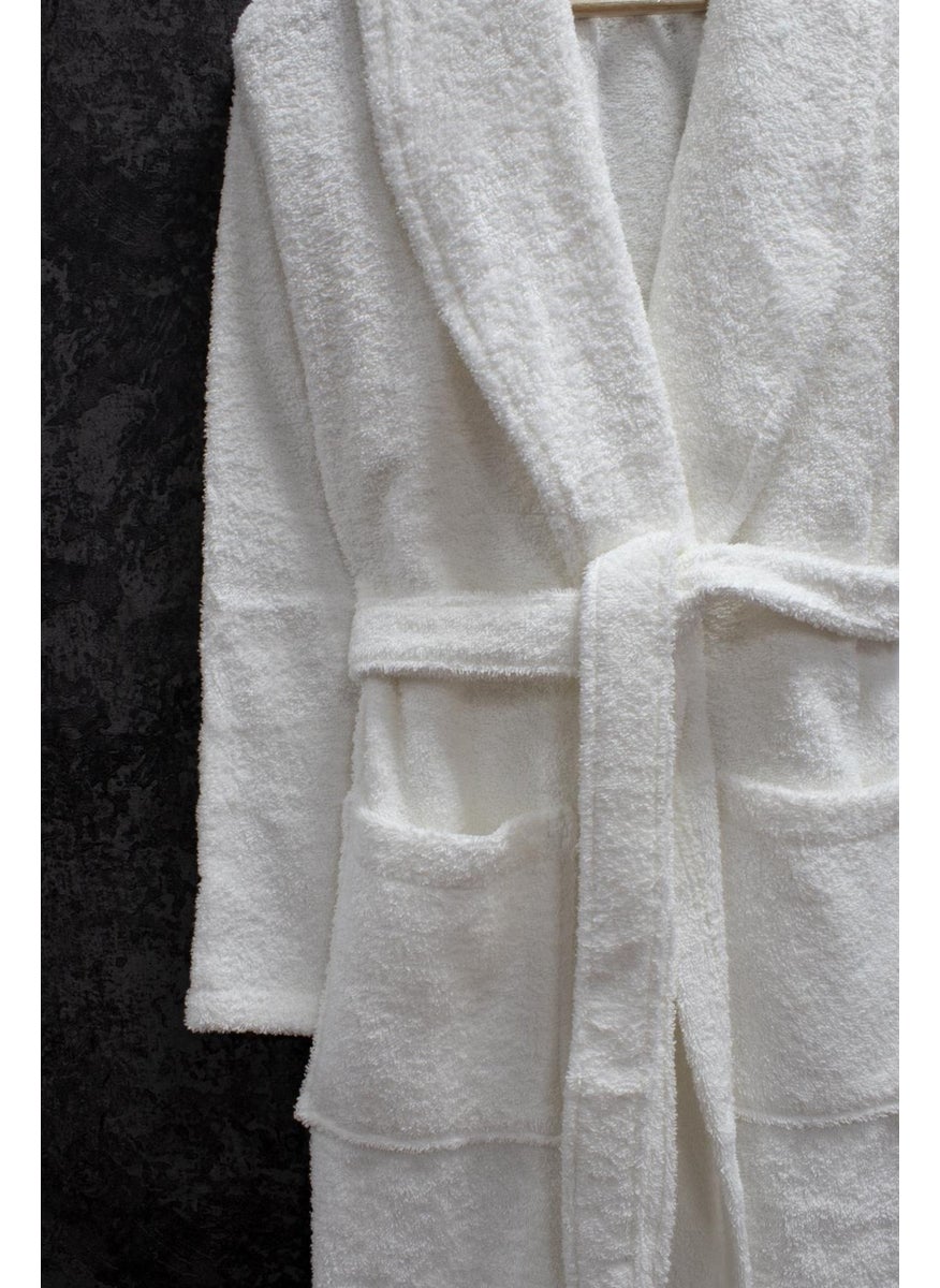 class 100% Cotton Shawl Loop Bathrobe Ecru  - Image 1