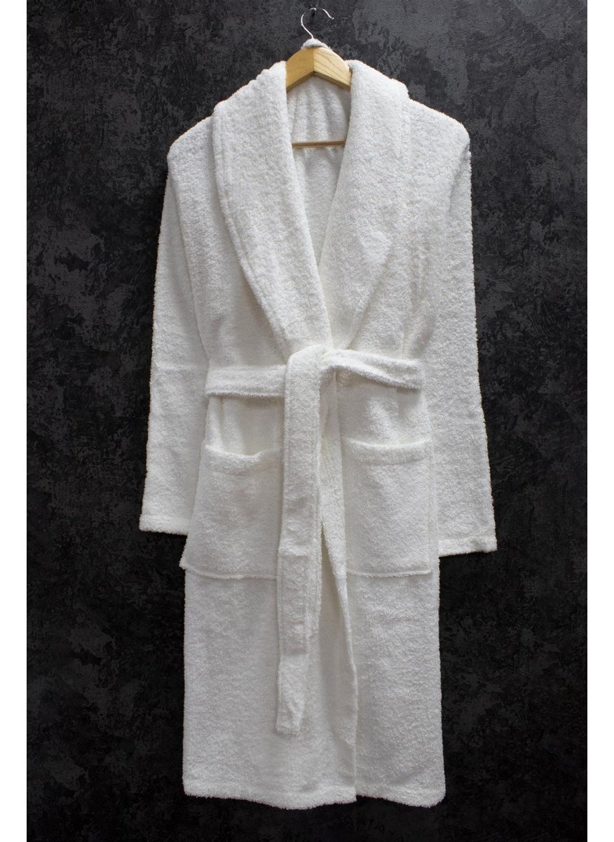 class 100% Cotton Shawl Loop Bathrobe Ecru  - Image 2