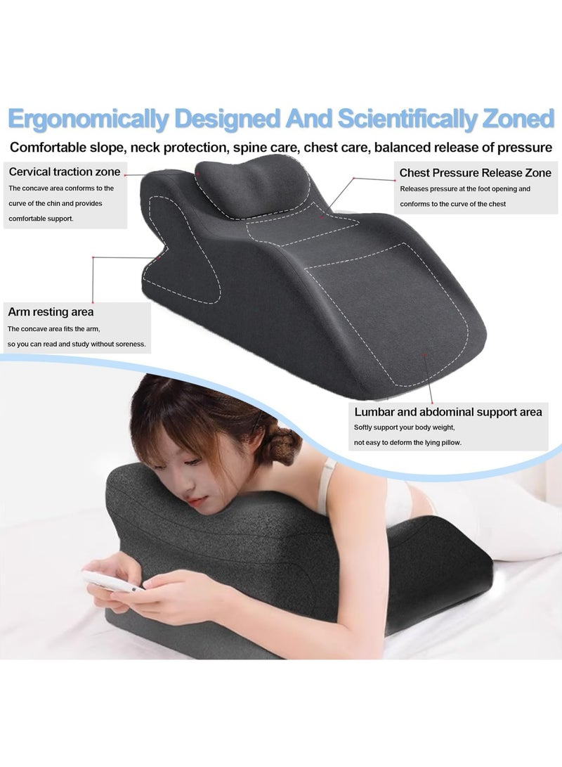 أوزيغالور وسادة إسفينية مريحة لتخفيف آلام الظهر والرقبة، وسادة من الإسفنج المرن مع غطاء قابل للغسل للجلوس والقراءة (رمادي) - Image 2