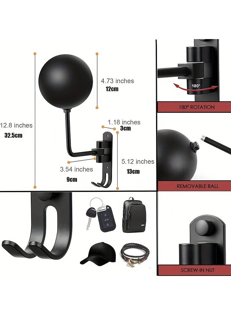 1Pcs Motorcycle Helmet Rack Wall Mount 180 Degree Rotation Metal Bike Helmet Holder Mount Bicycle Helmet Display Hanger Stand - Image 3