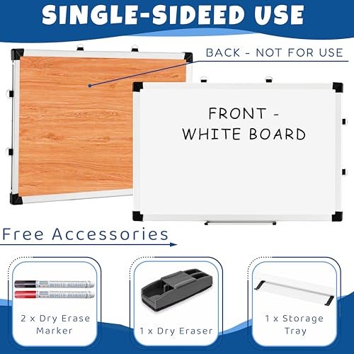 Eduway Elite 1.5x2 Feet Non-Magnetic White Board with 1 Duster Tray, 1 Eraser, 2 Markers | Robust Aluminium Frame | Ideal for Home, School, Office & Kids - (4 Pcs Combo Pack) - Image 4