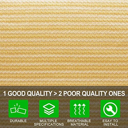 Shatex 90% Sun Shades for Patios 10x 20ft Shade Fabric Sun Shade Cloth Taped Edge with Grommets Sun-Block Mesh Shade for Pergola Cover Canopy Wheat, 12 Bungee Balls - Image 2