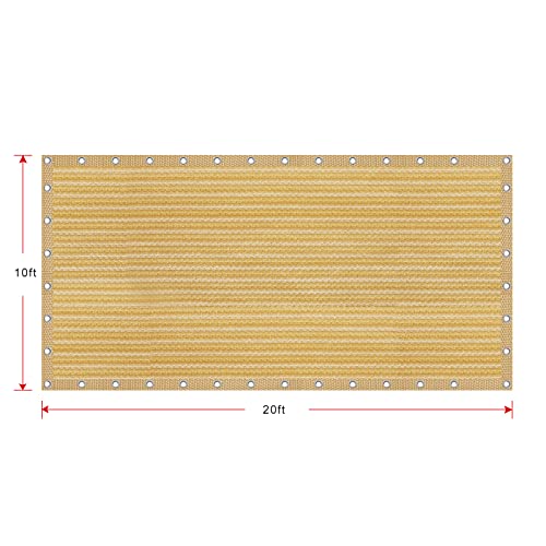 Shatex 90% Sun Shades for Patios 10x 20ft Shade Fabric Sun Shade Cloth Taped Edge with Grommets Sun-Block Mesh Shade for Pergola Cover Canopy Wheat, 12 Bungee Balls - Image 3