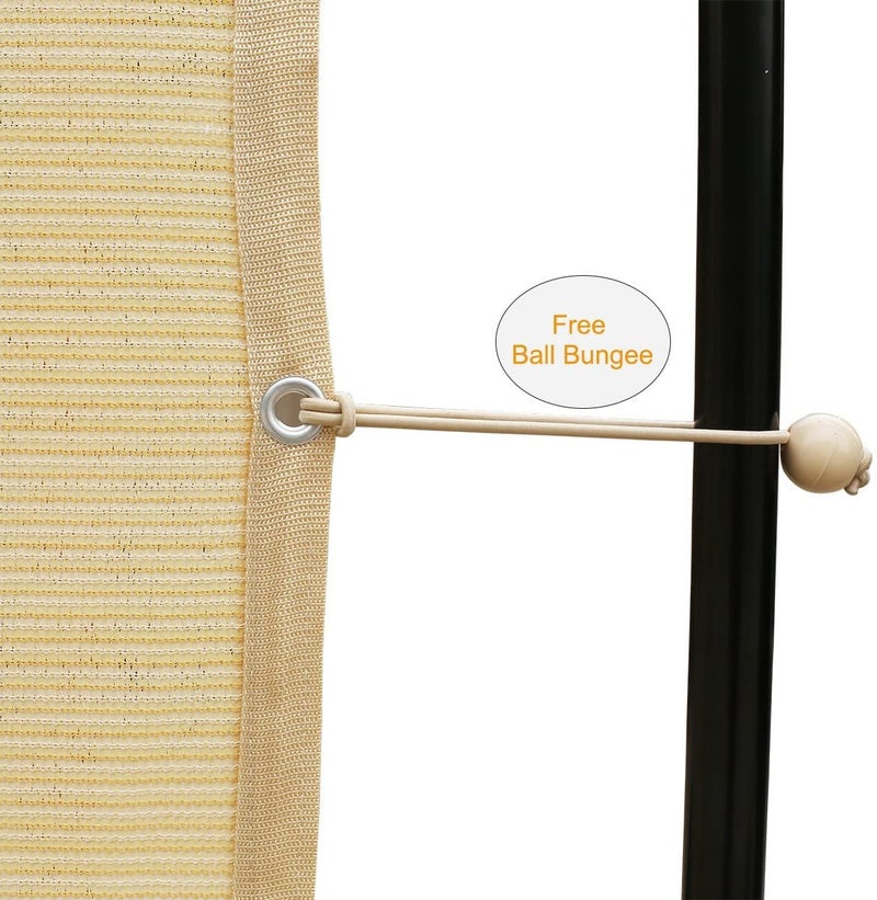 Shatex 90% Sun Shades for Patios 10x 20ft Shade Fabric Sun Shade Cloth Taped Edge with Grommets Sun-Block Mesh Shade for Pergola Cover Canopy Wheat, 12 Bungee Balls - Image 5
