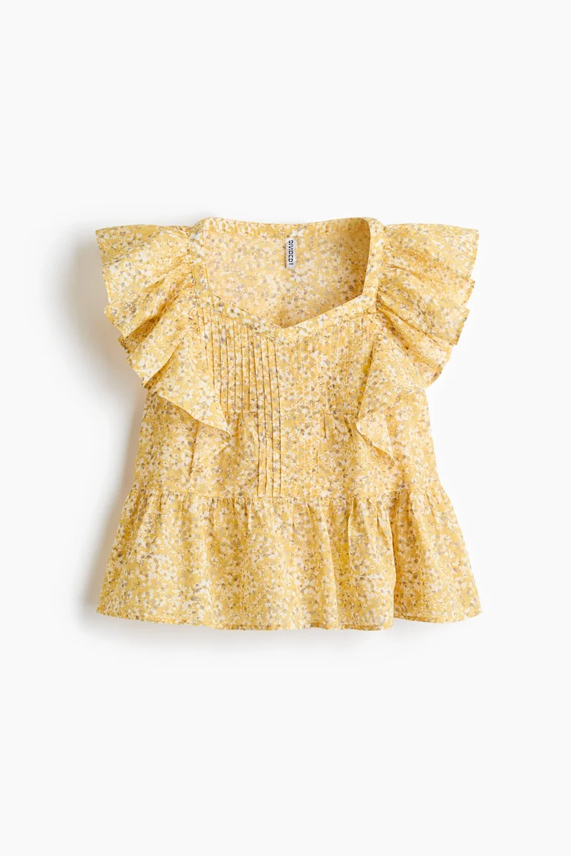 اتش اند ام بلوزة قطنية بحواف مكشكشة