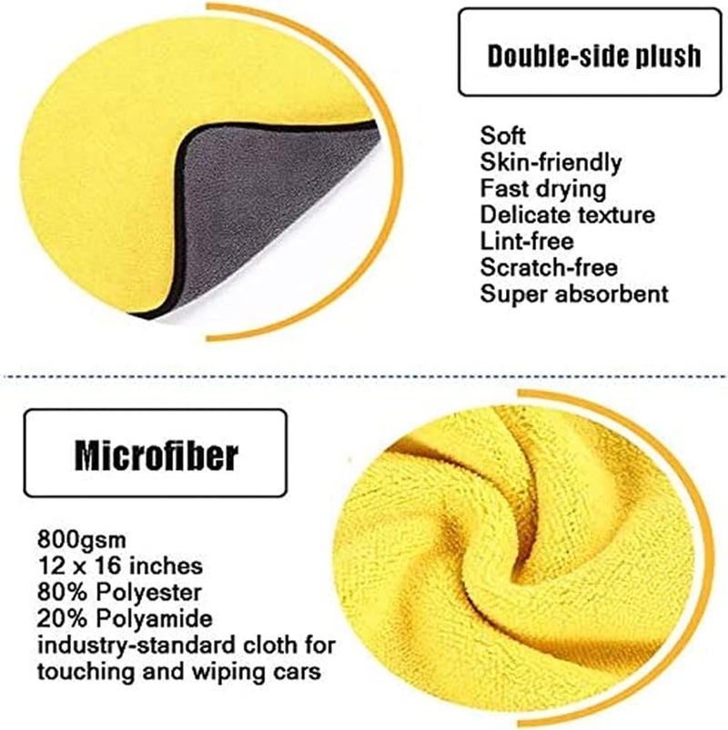 Sulfar Car Drying Towel, Free Microfiber Cleaning Cloth,Premium Professional Soft Microfiber Towel,Super Absorbent Detailing Towel for Car/Windows/Screen/Kitchen,40x30cm (Pack of 3) - Image 3