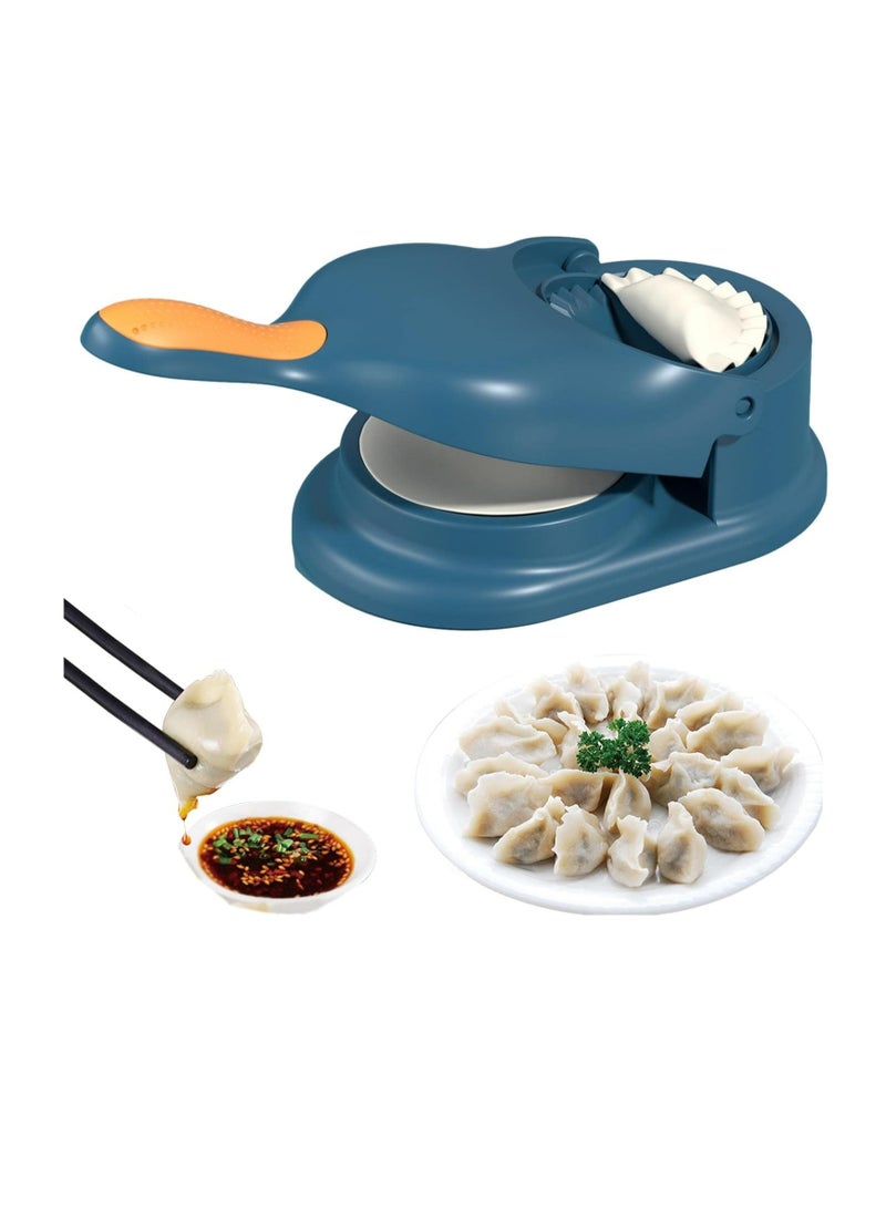 Oasisgalore 2-in-1 Portable Dumpling Maker - Manual Dough Presser and Dumpling Mould (Blue) - Image 1