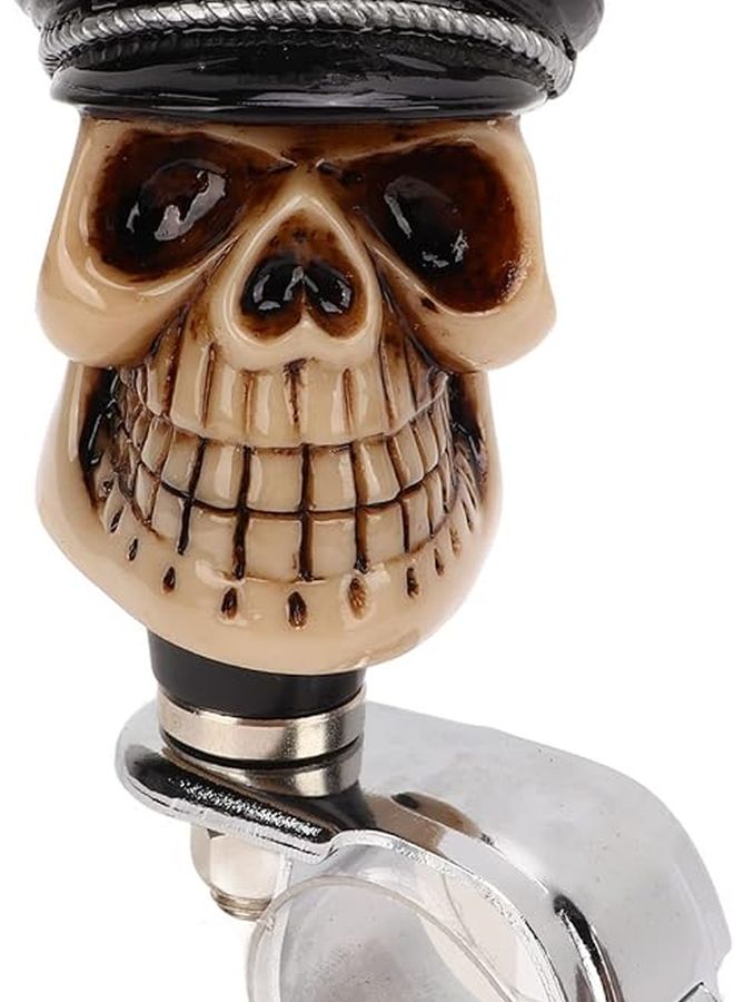 Black Skull Steering Wheel Spinner 3cm Metal Resin Knob Booster for Cars Trucks Tractors - Image 1