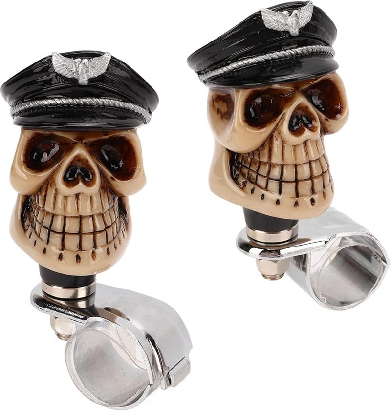 Black Skull Steering Wheel Spinner 3cm Metal Resin Knob Booster for Cars Trucks Tractors - Image 3